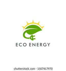 Eco energy logo template vector, electricity icon illustration design