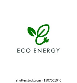 Eco energy logo template vector, electricity icon illustration design