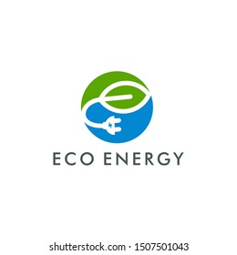 Eco energy logo template vector, electricity icon illustration design