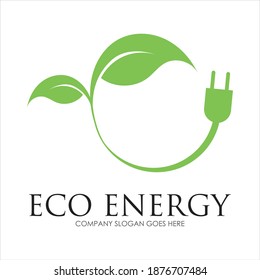Ilustración del icono vectorial de la plantilla del logotipo de la energía ecológica