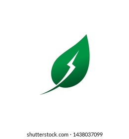 eco energy logo vector template. leaf and lightning icon
