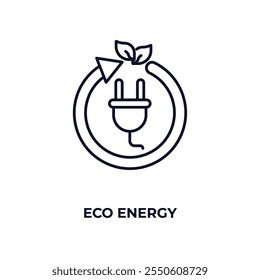 eco energy outline icon. Linear vector from ecology concept. Thin line eco energy icon isolated on white background