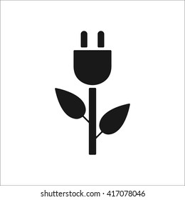 Eco energy plug sign simple icon on  background