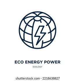 eco energy power icon from ecology collection. Thin linear eco energy power, eco, electricity outline icon isolated on white background. Line vector eco energy power sign, symbol for web and mobile