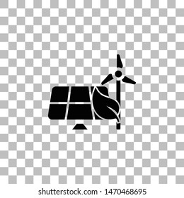 Eco Energy Saving. Black flat icon on a transparent background. Pictogram for your project
