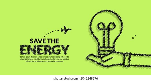 Öko-Energiesparen und sparen Sie weltweit Social-Media-Postvorlage, Handhalten Sie Glühbirnen auf dem Hintergrund
