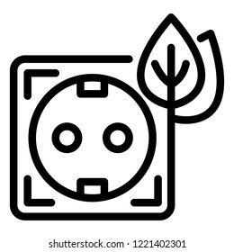 Eco energy socket icon. Outline eco energy socket vector icon for web design isolated on white background