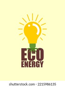 Eco energy. Soil light bulb. Ecological electricity production symbol. Green energy sign.