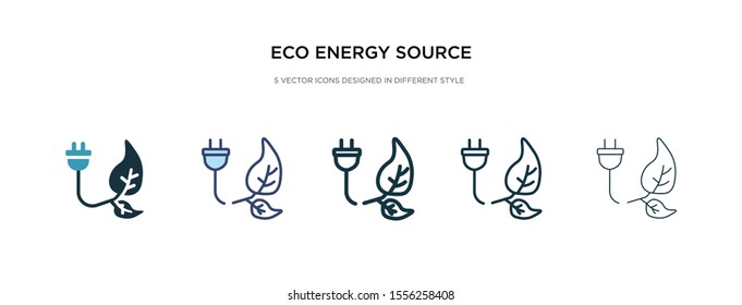 eco energy source icon in different style vector illustration. two colored and black eco energy source vector icons designed in filled, outline, line and stroke style can be used for web, mobile, ui