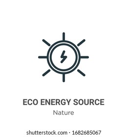 Eco energy source outline vector icon. Thin line black eco energy source icon, flat vector simple element illustration from editable nature concept isolated stroke on white background