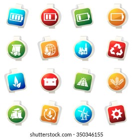 eco energy stickers label icon set