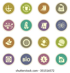 Eco energy stickers label icon set