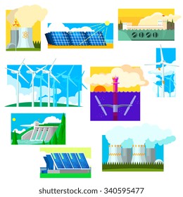 Eco Energy Symbols Set. Vector Illustration Collection
