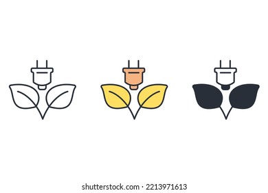 Eco energy thin line icons. Vector illustration isolated on white. Editable stroke