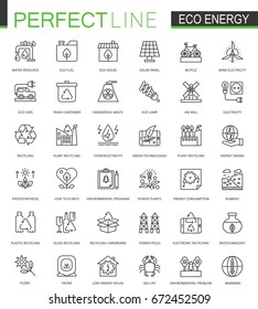 Eco energy thin line web icons set. Renewable green technology outline stroke icons design.