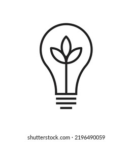 Eco energy vector icon. Light bulb with plant glyph icon. Isolated on white background. vector illustration