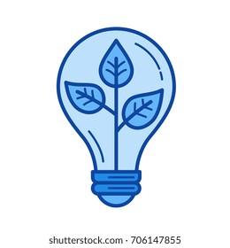 Eco energy vector line icon isolated on white background. Eco energy line icon for infographic, website or app. Blue icon designed on a grid system.