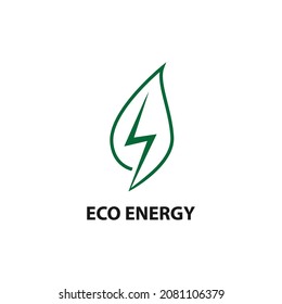 Eco energy vector logo design. Illustration with leaf and lightning.