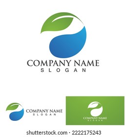Eco Energy Vector Logo with leaf symbol. Green color with flash or thunder graphic. Nature and electricity renewable. This logo is suitable for technology, recycle, organic.