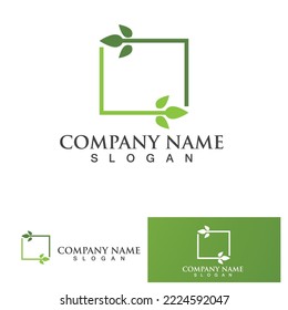 Eco Energy Vector Logo with leaf symbol. Green color with flash or thunder graphic. Nature and electricity renewable. This logo is suitable for technology, recycle, organic.