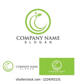 Eco Energy Vector Logo with leaf symbol. Green color with flash or thunder graphic. Nature and electricity renewable. This logo is suitable for technology, recycle, organic.