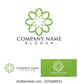 Eco Energy Vector Logo with leaf symbol. Green color with flash or thunder graphic. Nature and electricity renewable. This logo is suitable for technology, recycle, organic.