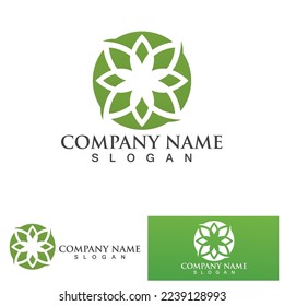 Eco Energy Vector Logo with leaf symbol. Green color with flash or thunder graphic. Nature and electricity renewable. This logo is suitable for technology, recycle, organic.
