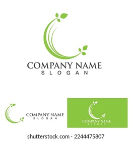 Eco Energy Vector Logo with leaf symbol.