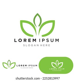 Eco Energy Vector Logo with leaf symbol. Green color  graphic. Nature