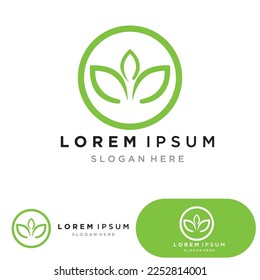 Eco Energy Vector Logo with leaf symbol. Green color  graphic. Nature