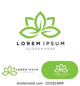 Logotipo del vector de energía ecológica con símbolo de hoja. Gráfico de color verde. Naturaleza