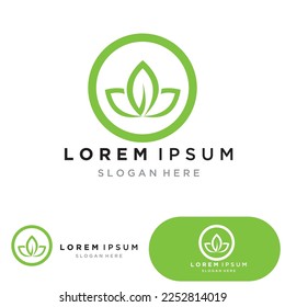 Logotipo del vector de energía ecológica con símbolo de hoja. Gráfico de color verde. Naturaleza