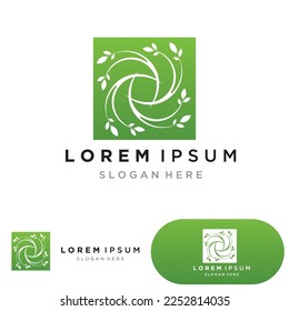 Eco Energy Vector Logo with leaf symbol. Green color  graphic. Nature