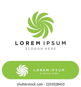 Eco Energy Vector Logo with leaf symbol. This logo is suitable for technology, recycle, organic.