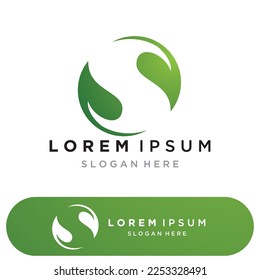 Eco Energy Vector Logo with leaf symbol. This logo is suitable for technology, recycle, organic.