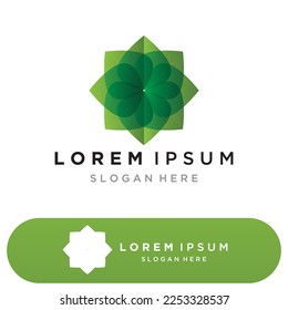 Logotipo del vector de energía ecológica con símbolo de hoja. Este logotipo es adecuado para la tecnología, el reciclaje, el orgánico.