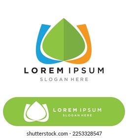 Eco Energy Vector Logo with leaf symbol. This logo is suitable for technology, recycle, organic.