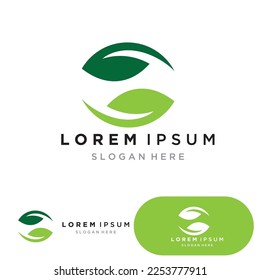 Logotipo del vector de energía ecológica con símbolo de hoja. Color verde con flash o imagen de trueno. Naturaleza y electricidad renovables. Este logotipo es adecuado para la tecnología, el reciclaje, el orgánico.