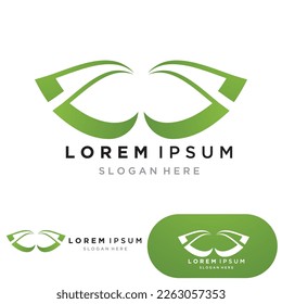 Logotipo del vector de energía ecológica con símbolo de hoja. Color verde con flash o imagen de trueno. Naturaleza y electricidad renovables. Este logotipo es adecuado para la tecnología, el reciclaje, el orgánico.