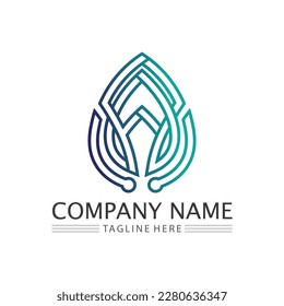 Eco Energy Vector Logo with leaf symbol. Green color with flash or thunder graphic. Nature and electricity renewable. This logo is suitable for technology, recycle, organic.