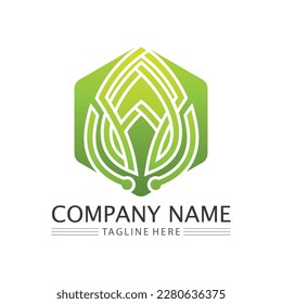 Eco Energy Vector Logo with leaf symbol. Green color with flash or thunder graphic. Nature and electricity renewable. This logo is suitable for technology, recycle, organic.