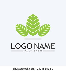 Eco Energy Vector Logo with leaf symbol. Green color with flash or thunder graphic. Nature and electricity renewable. This logo is suitable for technology, recycle, organic.
