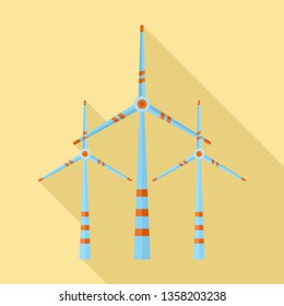 Eco energy wind turbine icon. Flat illustration of eco energy wind turbine vector icon for web design