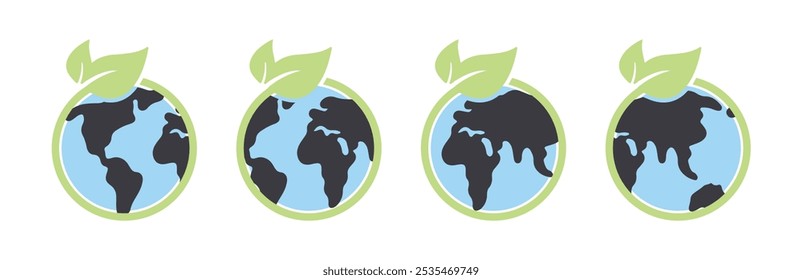 Diseño plano del Vector del globo del icono de la tierra del ambiente del eco