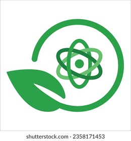 Eco environment friendly nuclear symbol icon of molecular bio technology leaves concept of organic chemistry science 