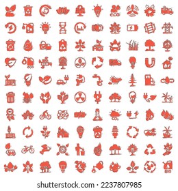 Eco environment icons set in comic style. Ecology cartoon vector illustration on white isolated background. Bio emblem splash effect sign business concept.