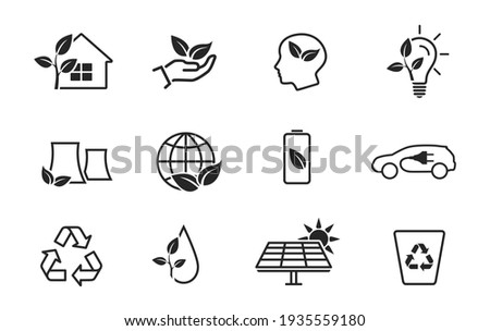 eco and environment line icon set. eco friendly industry and ecology symbols. isolated vector images