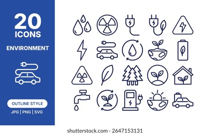 Eco and Environment Symbols Icon Outline Style