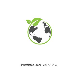 Diseño del Logotipo Mundial del Medio Ambiente E Ilustración del Vector Green Earth Concept.