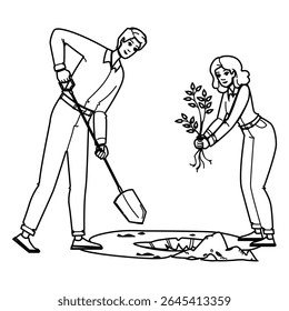 eco environmental stewardship vector. nature global, world plant, energy recycle eco environmental stewardship character. people black line pencil drawing illustration